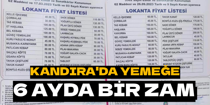 Kandıra'da Yemek Fiyatlarına Yüzde 50 Zam Geldi