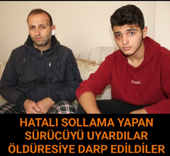 Hatalı Sollama Yapan Sürücüyü Uyardı Öldüresiye Darp Edildiler