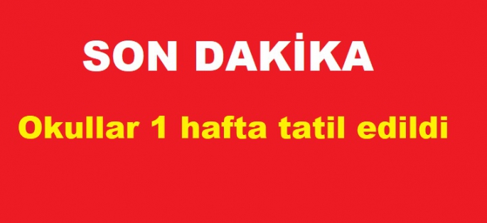 Okullar 1 hafta tatil edildi