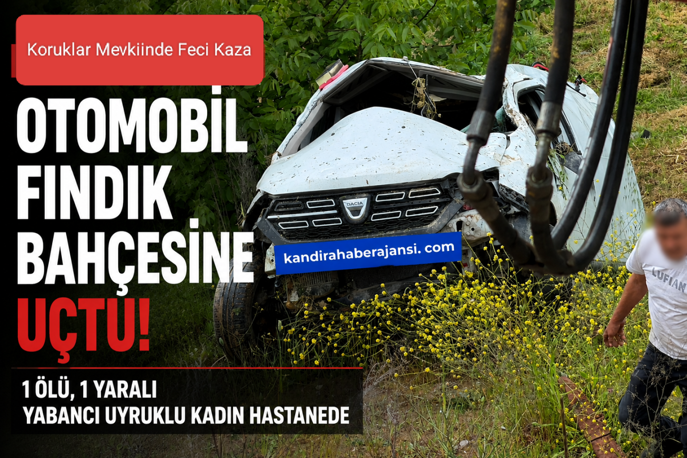 Otomobil Fındık Bahçesine Uçtu, 1 Ölü 1 Yaralı