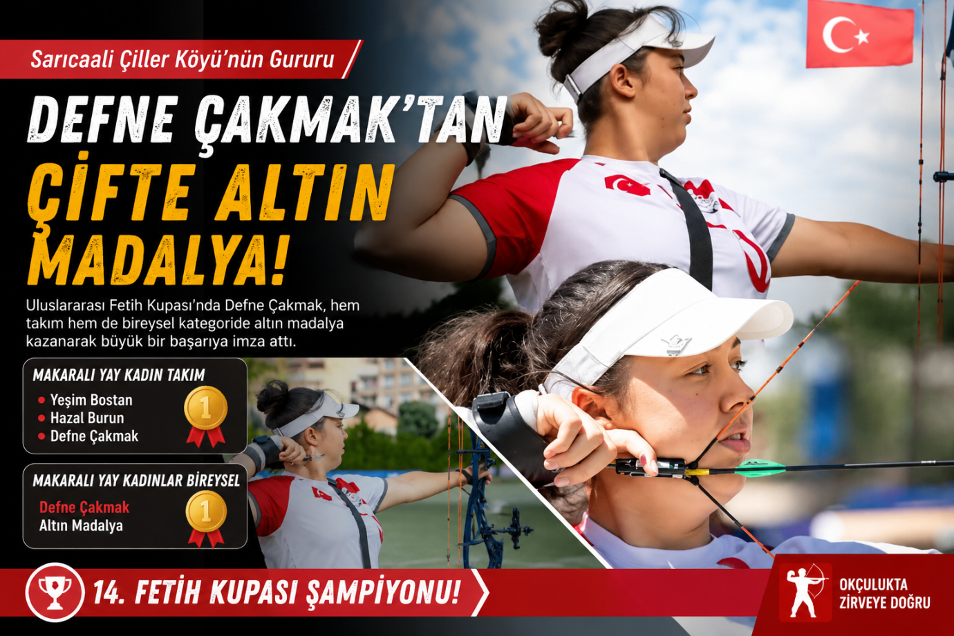 Sarıcaali Çiller Köyü’nün Gururu Defne Çakmak’tan Çifte Altın Madalya