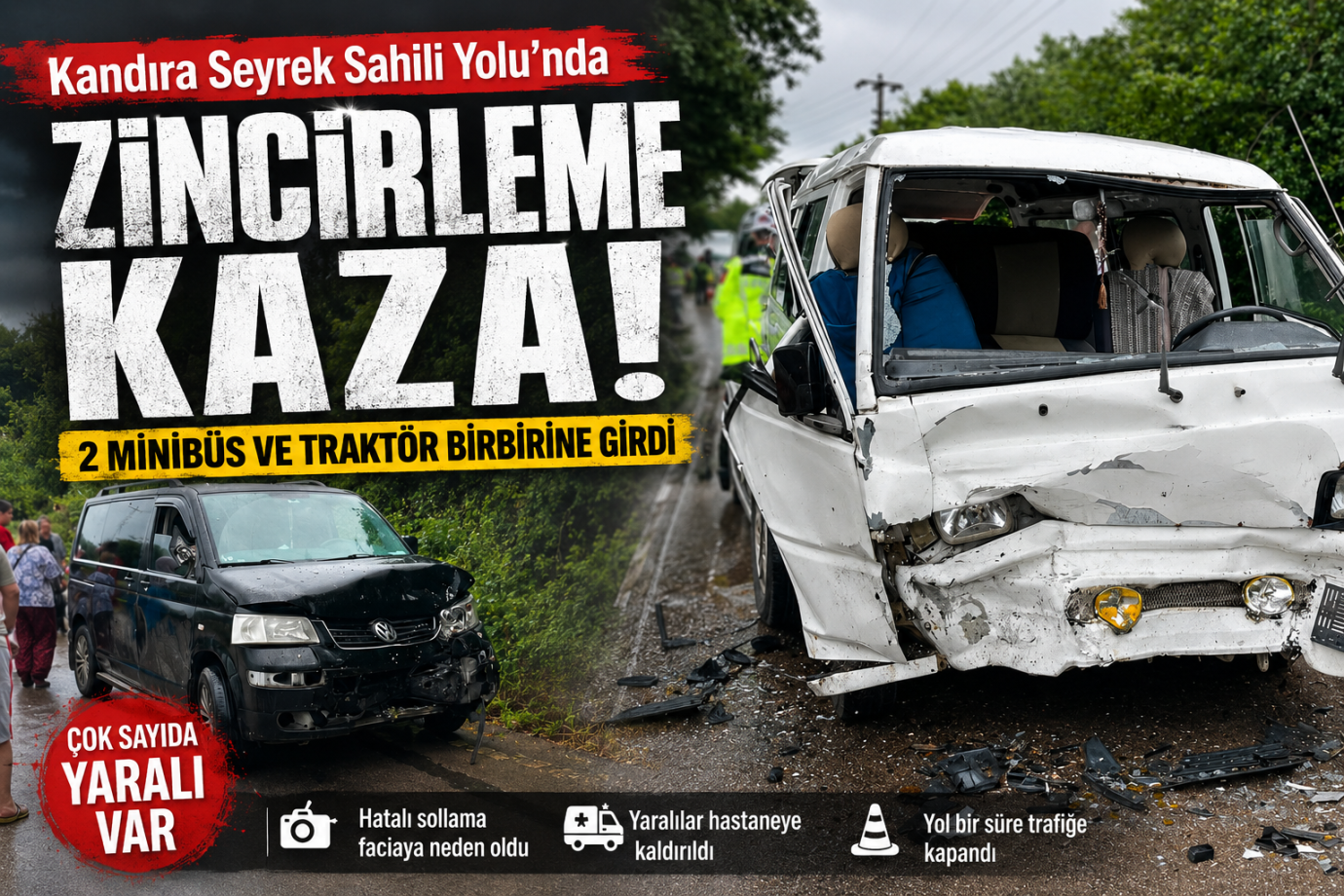 Seyrek Sahili Yolunda Minibüslerin Karıştığı Zincirleme Kaza: Yaralılar Var