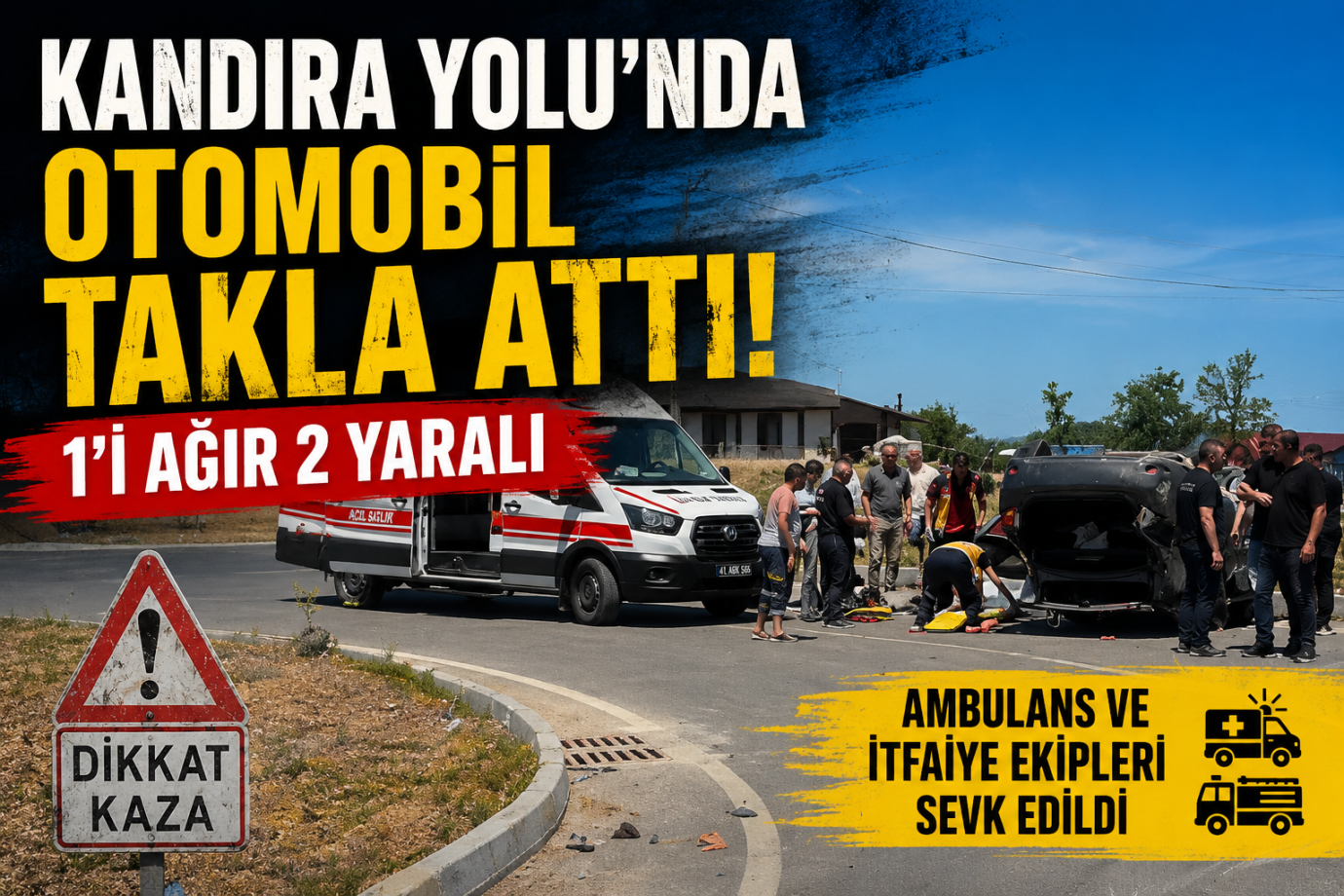 Kandıra Yolunda Takla Atan Otomobilde 1 Kişi Yaralandı