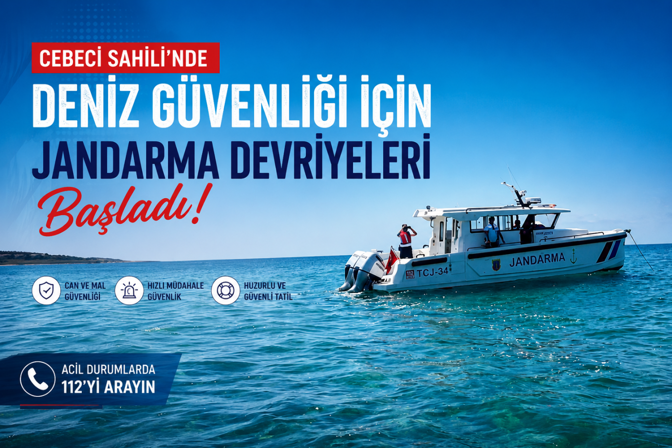 Cebeci Sahili'nde Deniz Güvenliği İçin Jandarma Devriyeleri Başladı