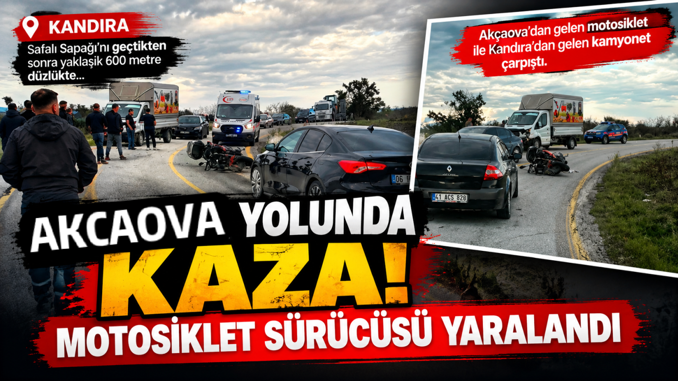 AKÇAOVA YOLUNDA KAZA! MOTOSİKLET SÜRÜCÜSÜ YARALANDI